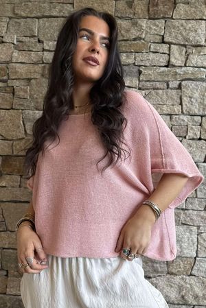 Conrad Boxy Cotton Knit Rose